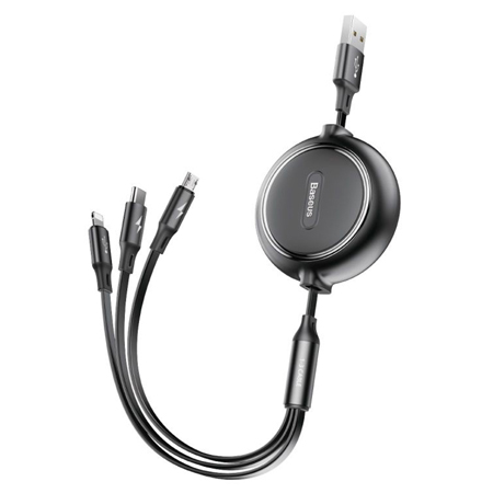 CABLU 3IN1 USB-USB-C-MICRO USB-LIGHTNING 1.2M 3.5A RETRACTABIL