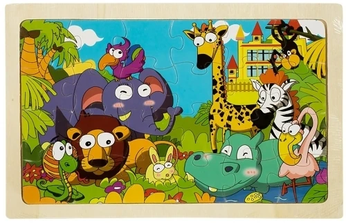 Puzzle lemn, animale savana