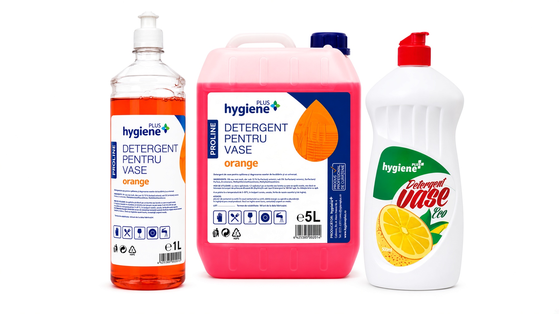 Pachet Promo Detergent Vase Hygiene Plus Proline Orange 5L + 1L + 500ml